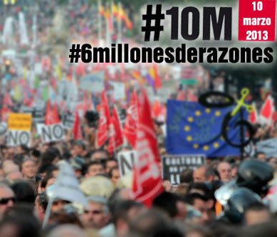 Noticia de Politica 24h: Ms de 60 manifestaciones y concentraciones el #10M en todo el pas contra el paro y por la regeneracin de la democracia 