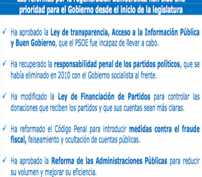 Noticia de Politica 24h: El Gobierno lidera una nueva etapa de regeneracin democrtica en Espaa