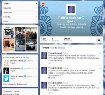Noticia de Politica 24h: @policia, primer perfil institucional espaol en alcanzar los 400.000 seguidores en Twitter